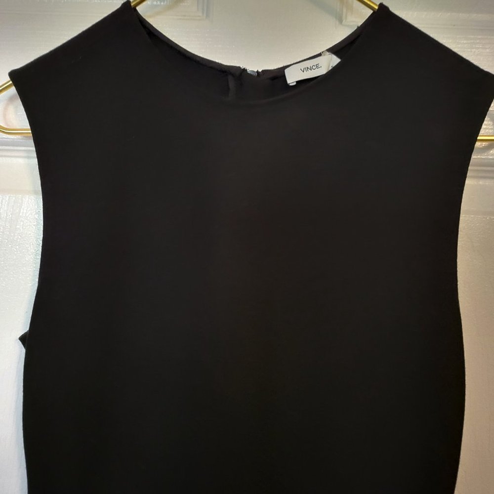 VINCE BLACK STRETCH KNIT SHEATH DRESS SLEEVELESS S 4 6 NWT SAKS